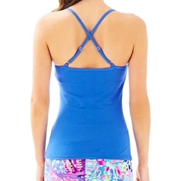 Lilly Pulitzer Bandy Luxletic Tank Top Bennet Blue Crossback Medium Activewear - Picture 7 of 9